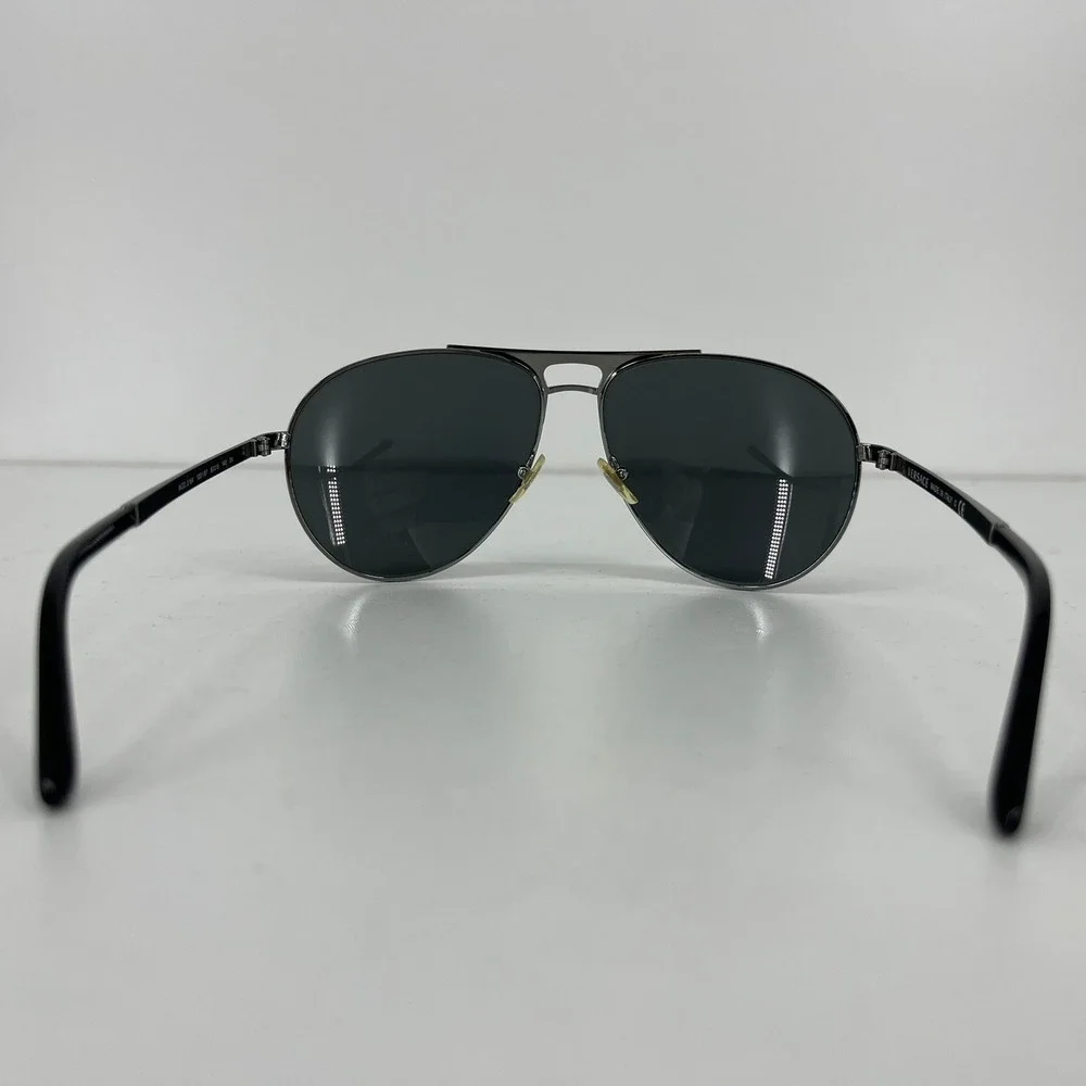 Versace Aviator Sunglasses Gunmetal Greek Key Mod 2164 1001/87 60-15 140 3N